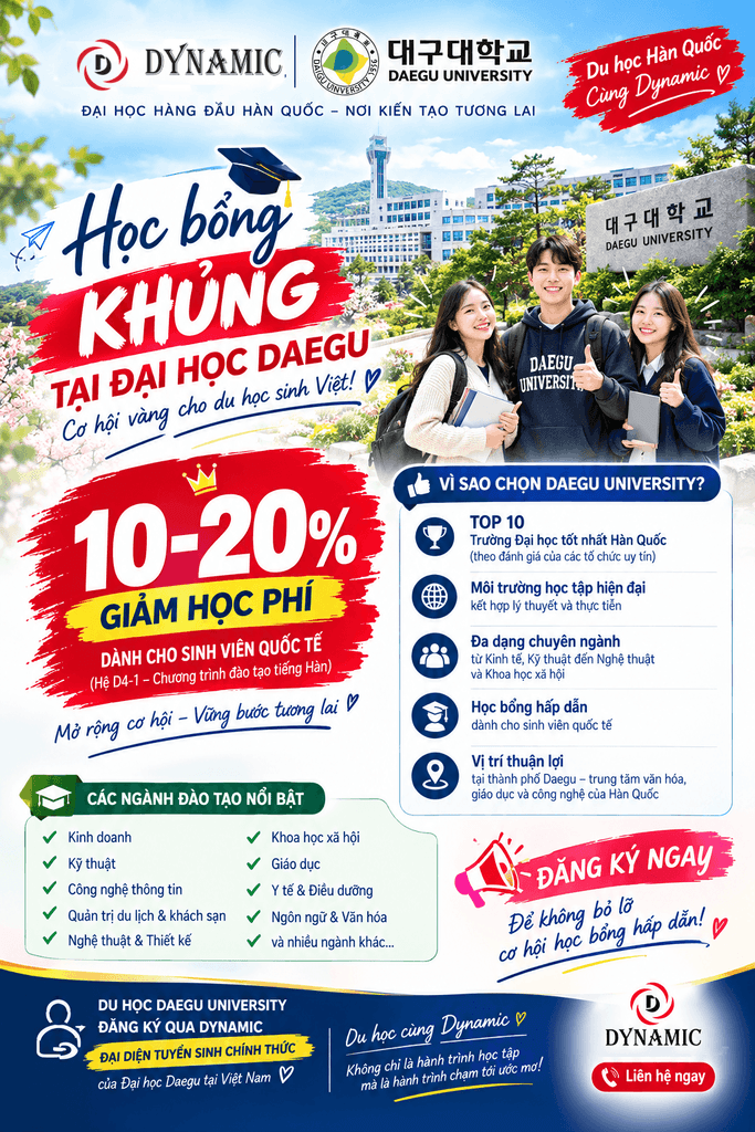Poster Học Bổng Khóa Tiếng Hàn D4-1 Đại Học Daegu Hàn Quốc