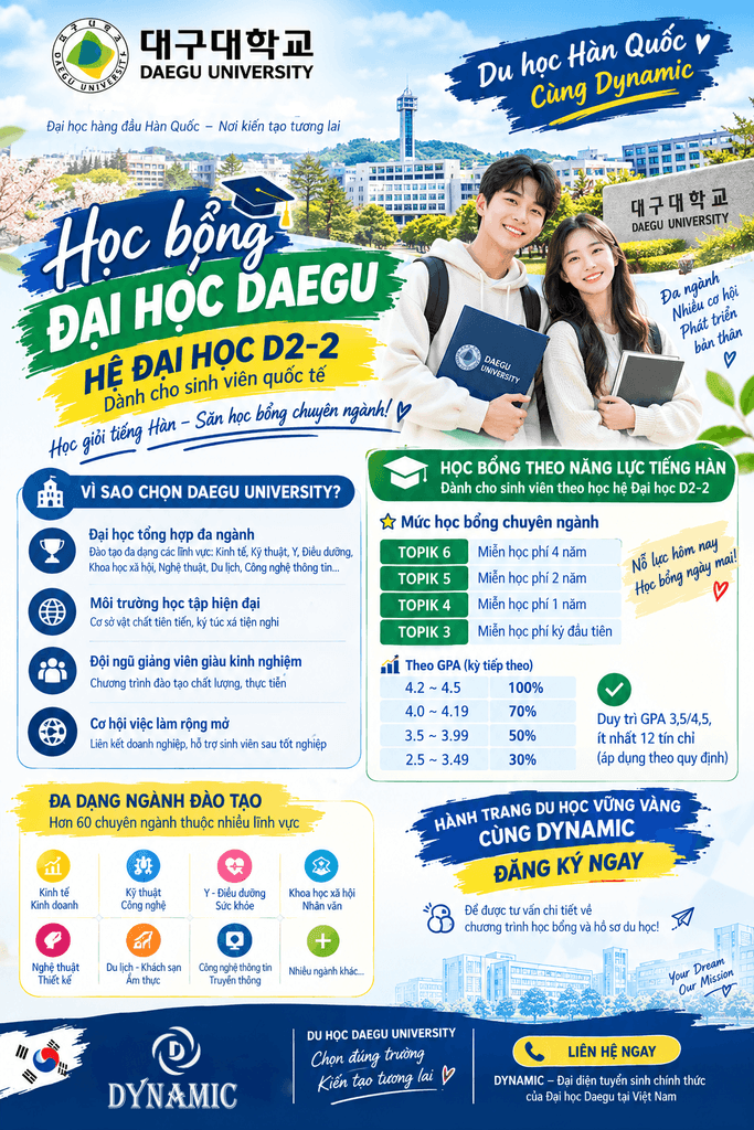Poster Thông Tin Học Bổng Chuyên Ngành Đại Học Daegu Hàn Quốc 2026 - 2027