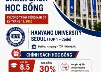 Học bổng Đại học Hanyang Top 1 (한양대학교 – Hanyang University) kỳ tuyển sinh 2026 – 2027)